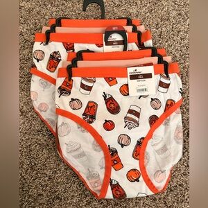 Women’s Medium Playful Pumpkin and Coffee Print Underwear Set